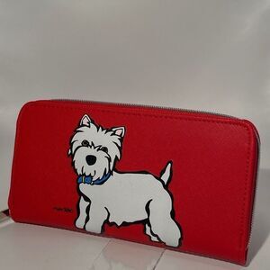 1363 Marc Tetro Westie Red Zippered Clutch Wallet NWT